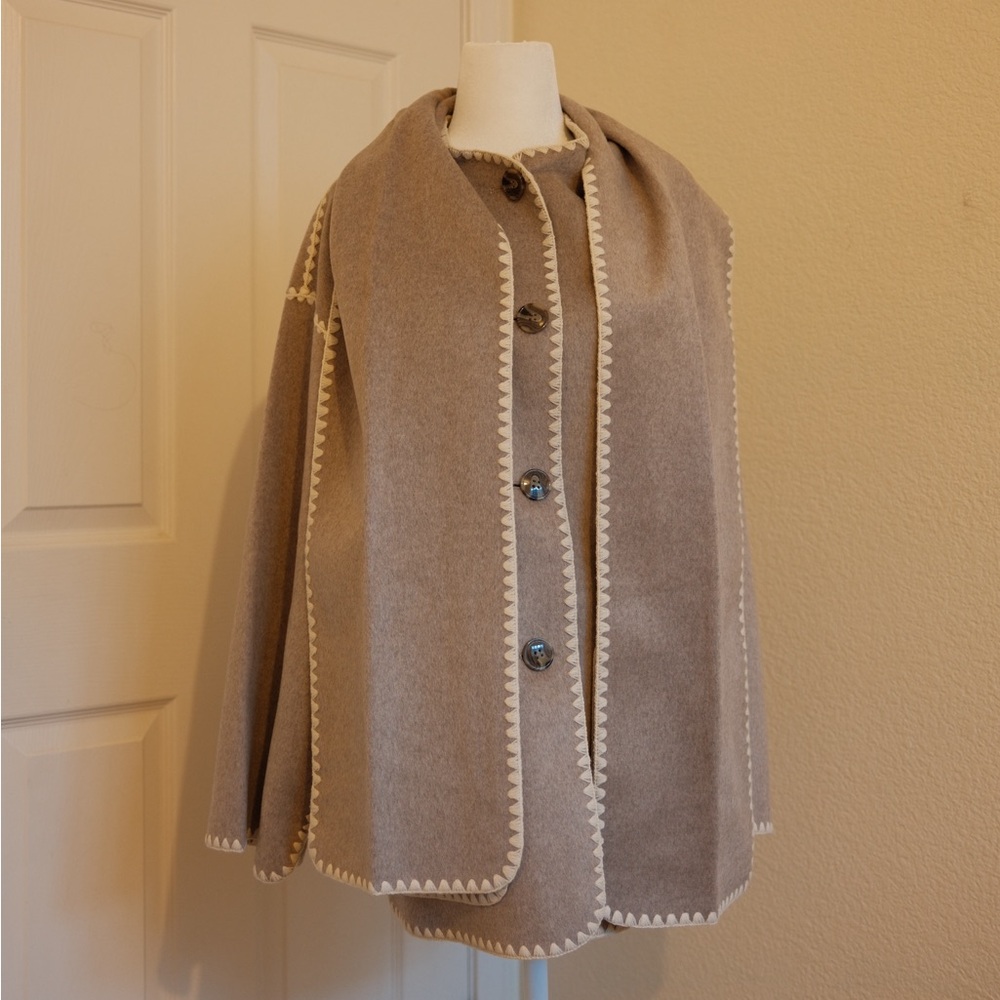 Quince Beige Cape with Ivory Detailing